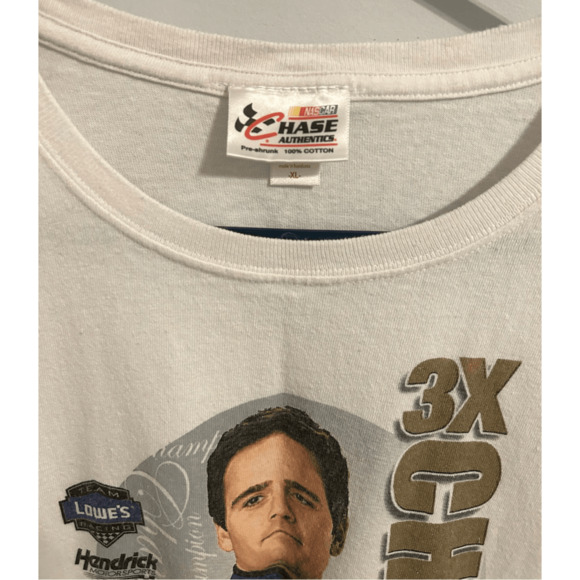 2008 Jimmy Johnson NASCAR 3X Champion Men’s White T-Shirt Chase Authentic Sz XL - Picture 5 of 9